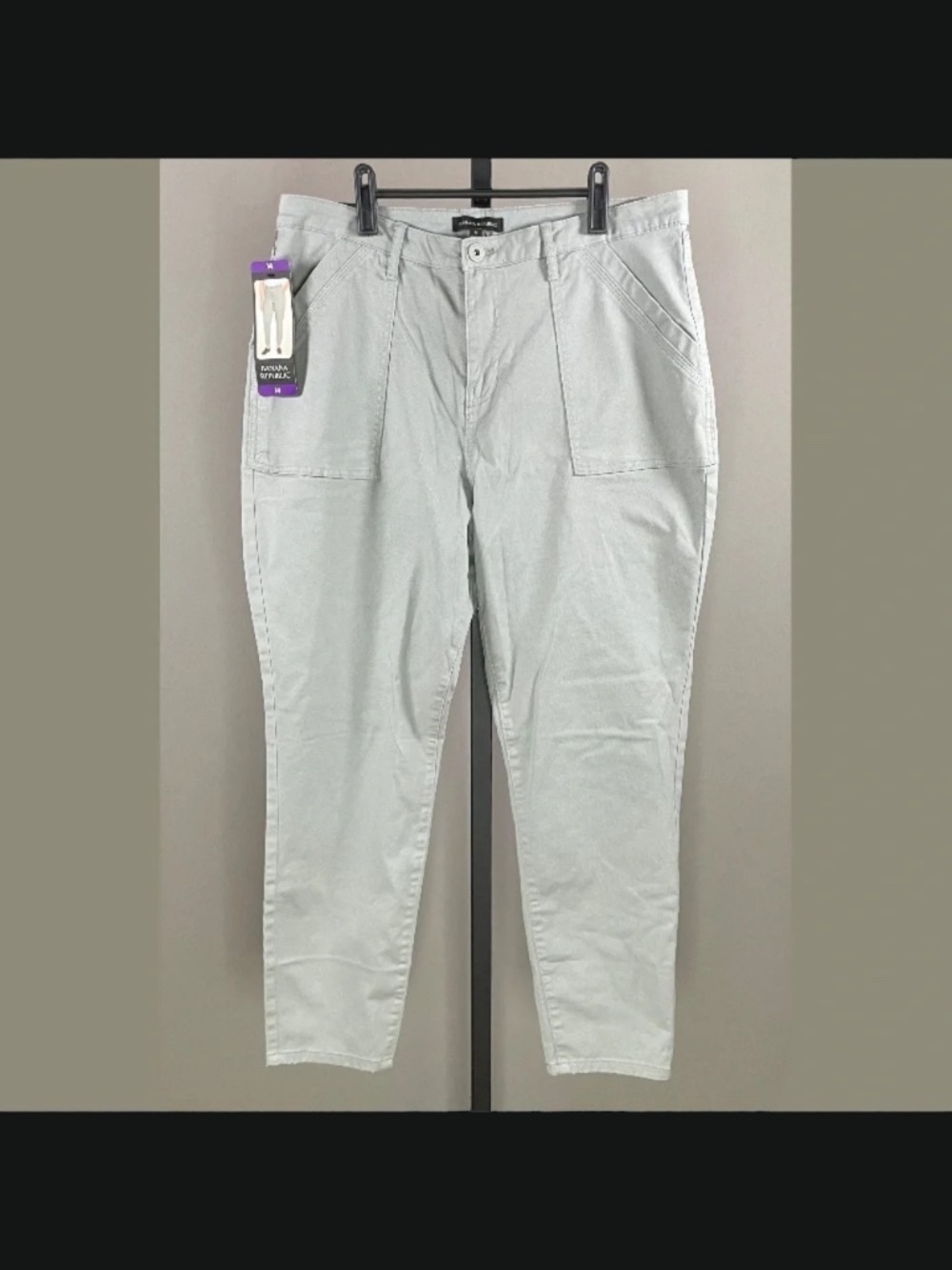NEW Banana Republic Pants Womens 14 gray twill straight leg preppy casual